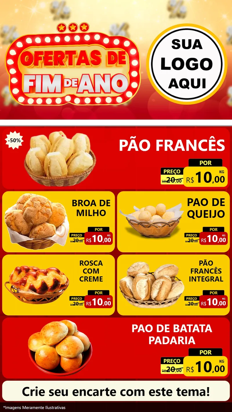 Modelo de TV para TV Vertical com o tema Ofertas de Fim de Ano para Padaria