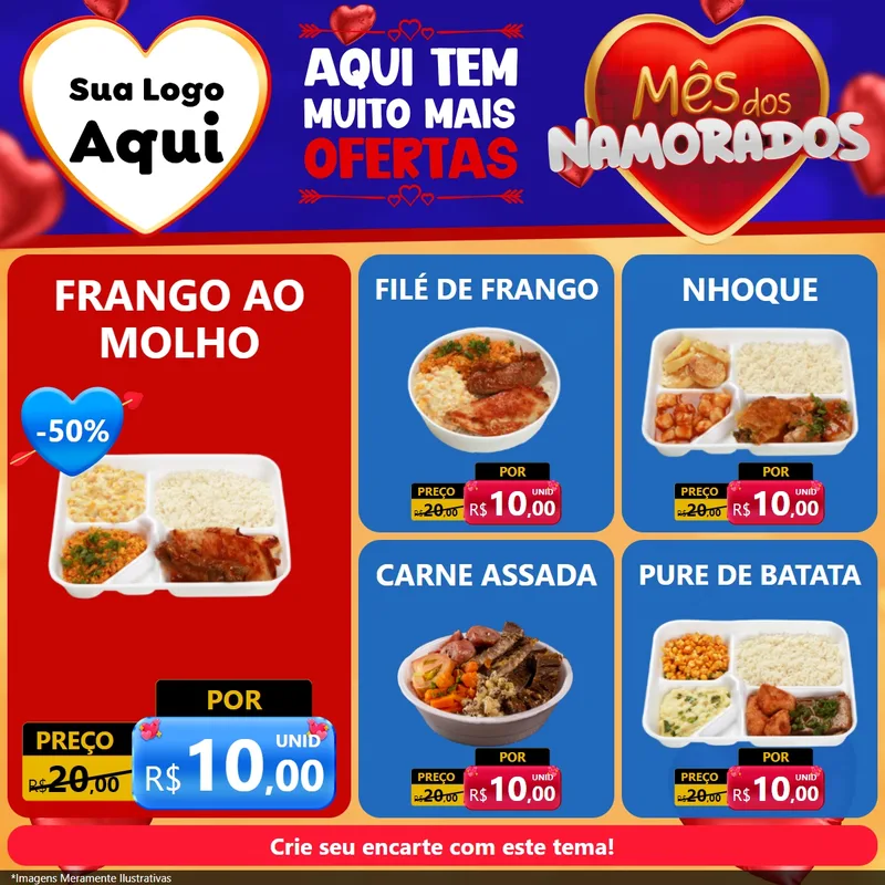 Modelo de Rede Social para Feed Facebook com o tema Mês dos Namorados para Restaurante