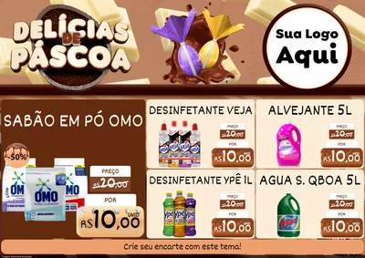 Modelo de Encarte para Encarte A4 Horizontal com o tema Delícias de Páscoa para Produtos de Limpeza
