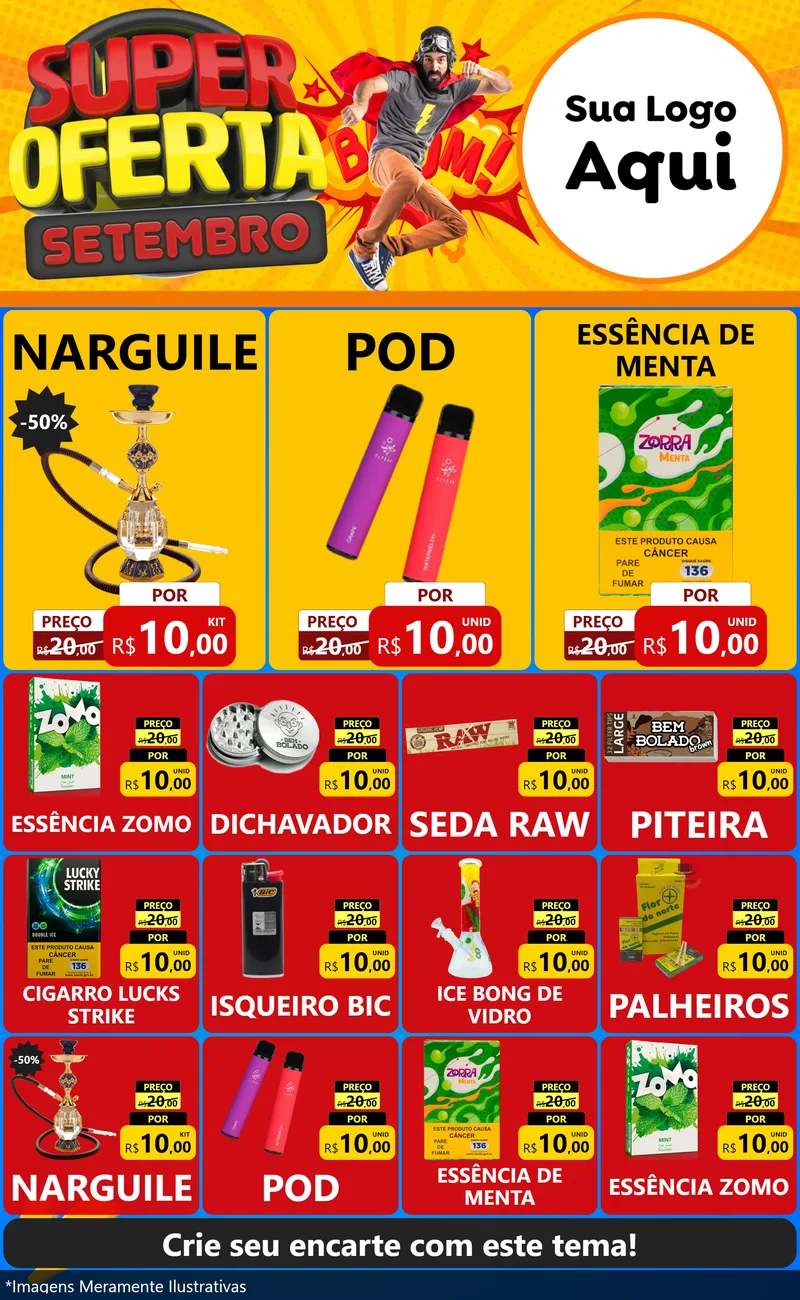Modelo de Encarte para Encarte Grande com o tema Super Oferta Setembro para Tabacaria