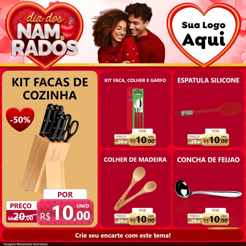 Modelo de Rede Social para Feed Facebook com o tema Dia dos Namorados para Utilidades Domésticas