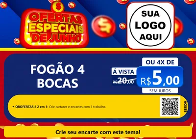 Modelo de Cartaz para Cartaz A4 Horizontal com o tema Ofertas Especiais de Junho para Móveis e Eletro
