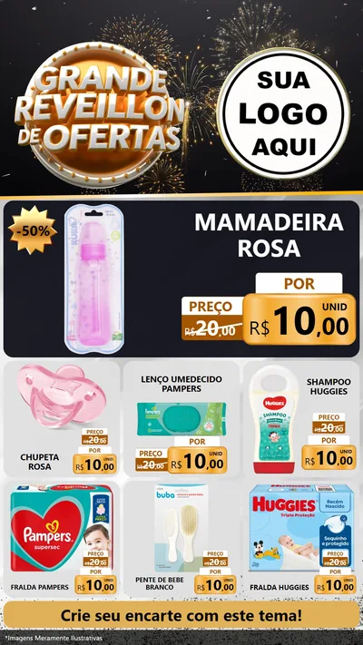 Modelo de Rede Social para Stories com o tema Grande Réveillon de Ofertas para Bebês