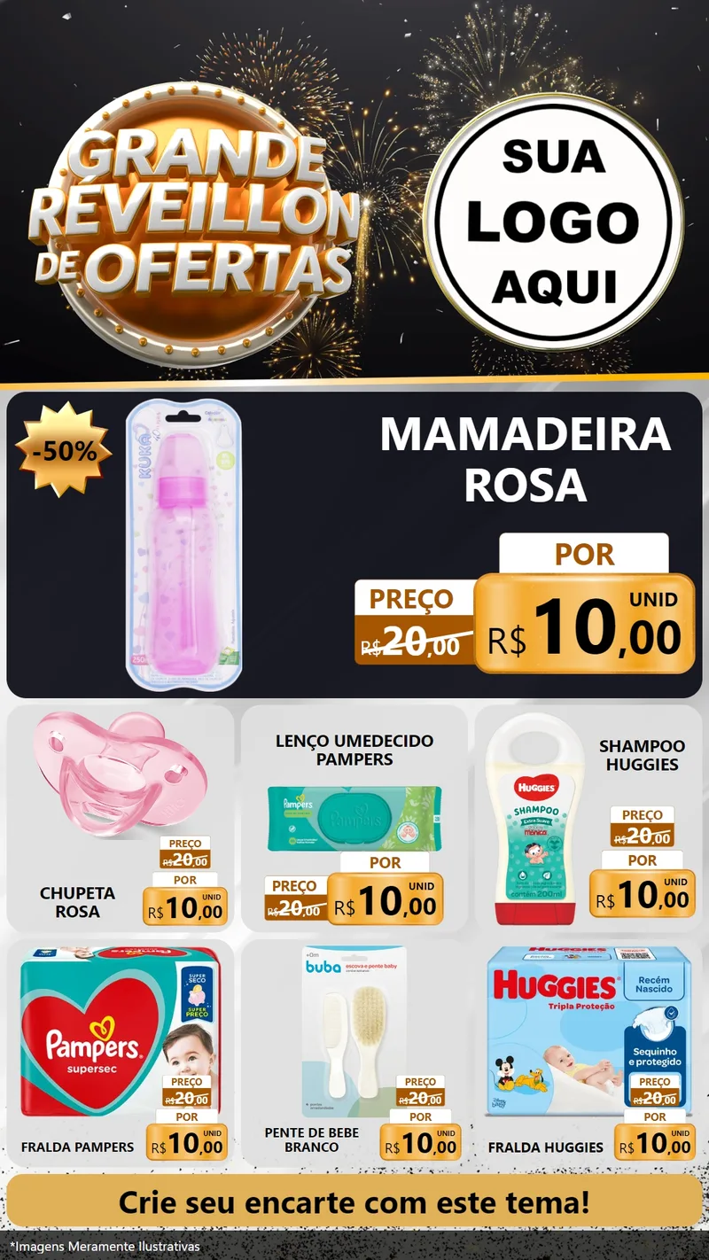 Modelo de Rede Social para Stories com o tema Grande Réveillon de Ofertas para Bebês