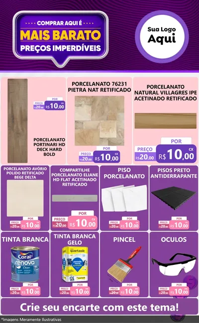 Modelo de Encarte para Encarte Grande com o tema Mais Barato para Pisos e revestimentos