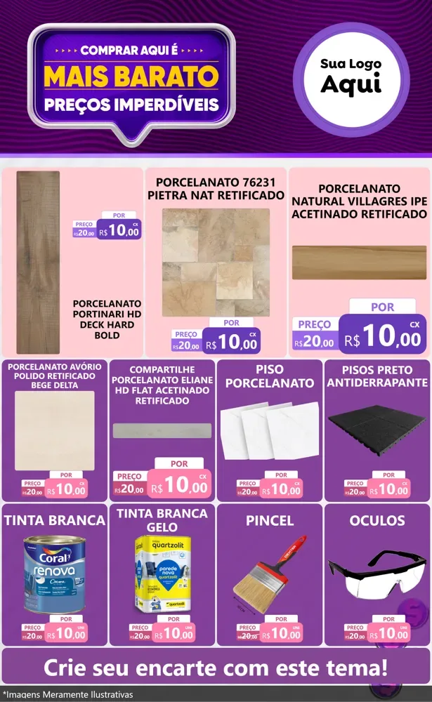 Modelo de Encarte para Encarte Grande com o tema Mais Barato para Pisos e revestimentos