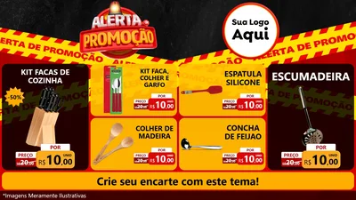 Modelo de TV para TV Horizontal com o tema Alerta de Promoção para Utilidades Domésticas