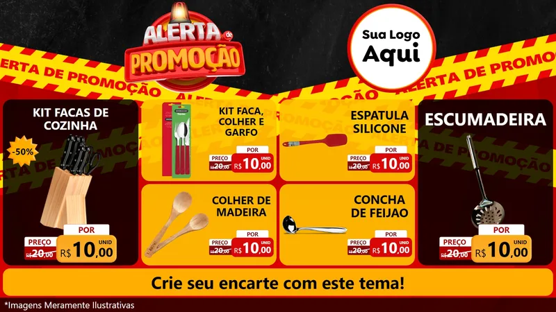 Modelo de TV para TV Horizontal com o tema Alerta de Promoção para Utilidades Domésticas