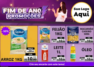 Modelo de Encarte para Encarte A4 Horizontal com o tema Fim de Ano Promoções para Supermercado