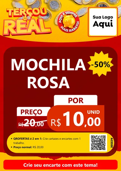 Modelo de Cartaz para Cartaz A4 Vertical com o tema Terçou do Real para Papelaria