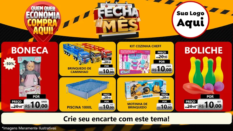 Modelo de TV para TV Horizontal com o tema Fecha Mês para Brinquedos