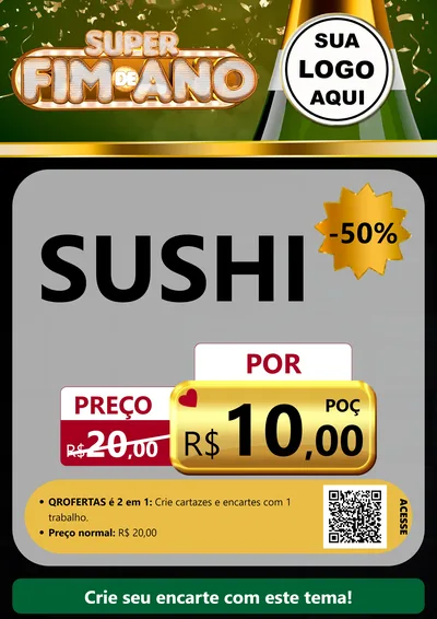 Modelo de Cartaz para Cartaz A4 Vertical com o tema Super Fim de Ano para Comida japonesa