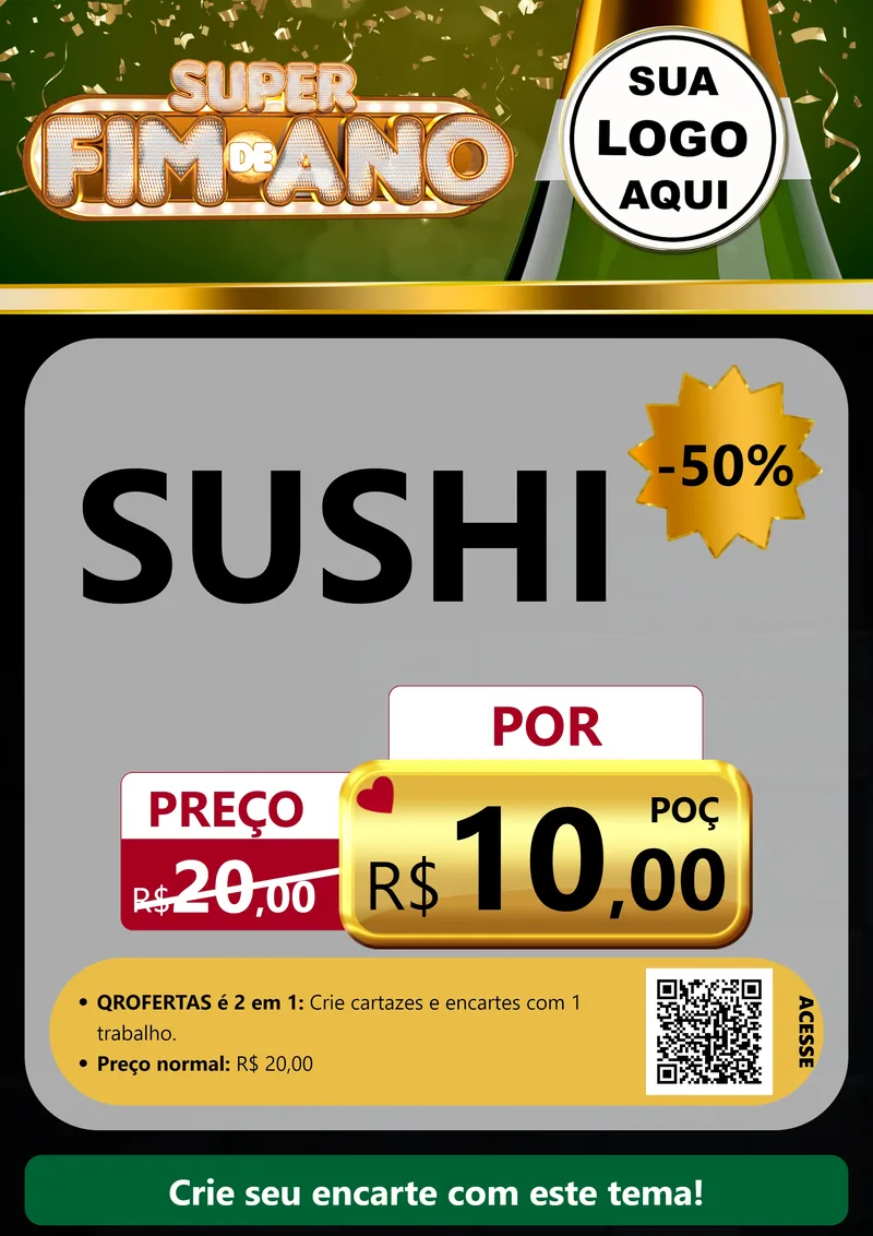 Modelo de Cartaz para Cartaz A4 Vertical com o tema Super Fim de Ano para Comida japonesa