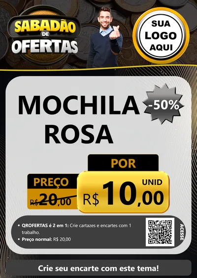 Modelo de Cartaz para Cartaz A4 Vertical com o tema Sabadão de Ofertas para Papelaria