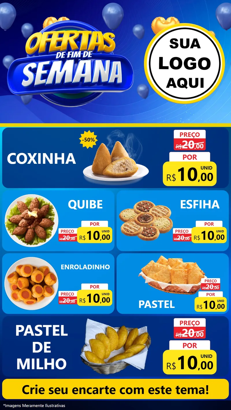 Modelo de TV para TV Vertical com o tema Ofertas de Fim de Semana para Salgadaria