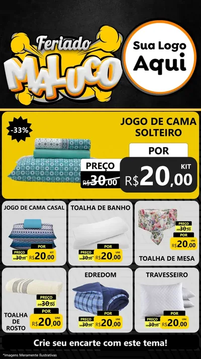 Modelo de Rede Social para Stories com o tema Feriado Maluco para Cama, Mesa e Banho