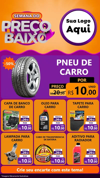 Modelo de Rede Social para Stories com o tema Semana do Preço Baixo para Auto peças