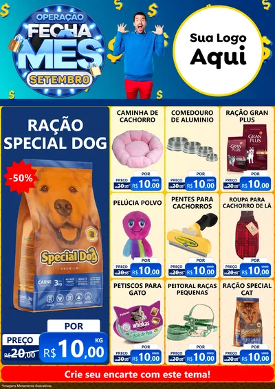 Modelo de Encarte para Encarte A4 Vertical com o tema Operação Fecha Mês Setembro para Pet Shop