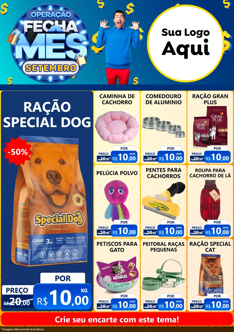 Modelo de Encarte para Encarte A4 Vertical com o tema Operação Fecha Mês Setembro para Pet Shop
