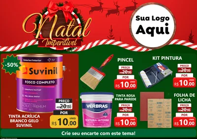Modelo de Encarte para Encarte A4 Horizontal com o tema Natal Imperdível para Tintas e Ferramentas
