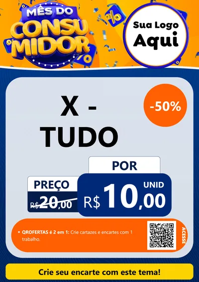 Modelo de Cartaz para Cartaz A4 Vertical com o tema Mês do Consumidor para Hamburgueria