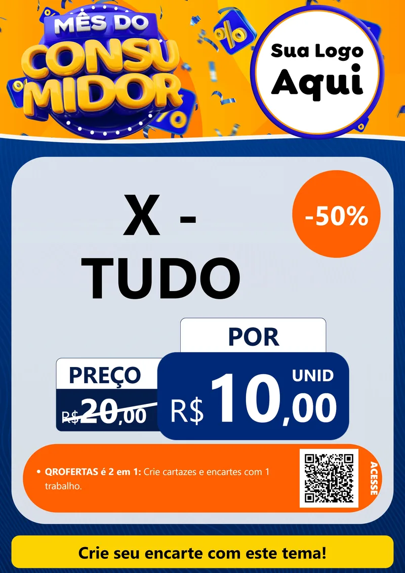 Modelo de Cartaz para Cartaz A4 Vertical com o tema Mês do Consumidor para Hamburgueria