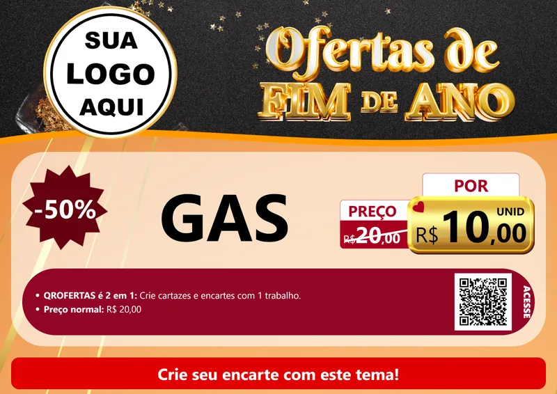 Modelo de Cartaz para Cartaz A4 Horizontal com o tema Ofertas de Fim de Ano para Água e gás