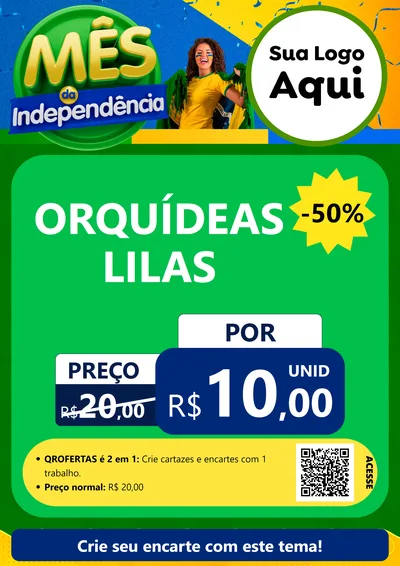 Modelo de Cartaz para Cartaz A4 Vertical com o tema Mês da Independência para Floricultura e jardim