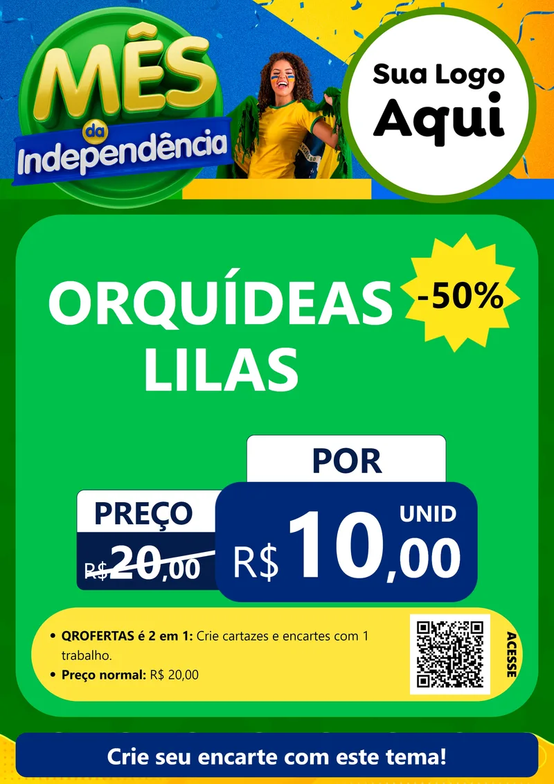 Modelo de Cartaz para Cartaz A4 Vertical com o tema Mês da Independência para Floricultura e jardim