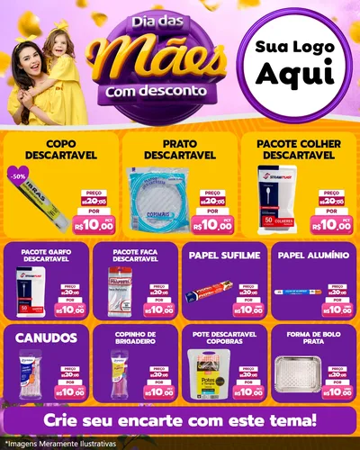 Modelo de Rede Social para Feed Instagram com o tema Dia das Mães com Desconto para Embalagens