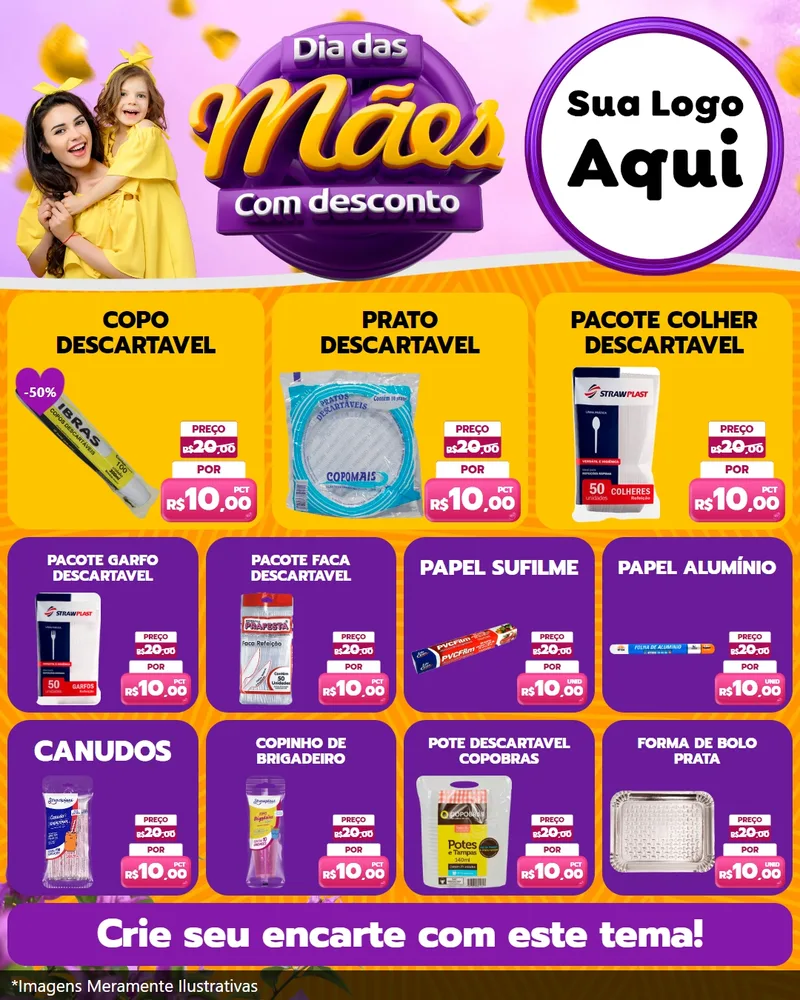Modelo de Rede Social para Feed Instagram com o tema Dia das Mães com Desconto para Embalagens