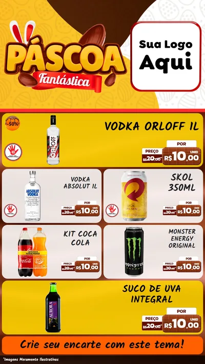 Modelo de TV para TV Vertical com o tema Páscoa Fantástica para Distribuidora de bebidas