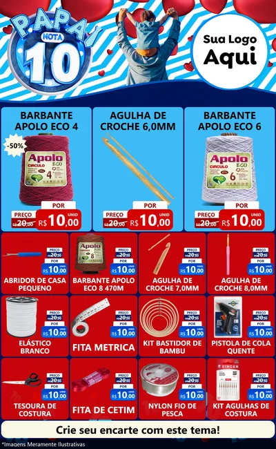 Modelo de Encarte para Encarte Grande com o tema Papai Nota 10 para Armarinho e Aviamentos