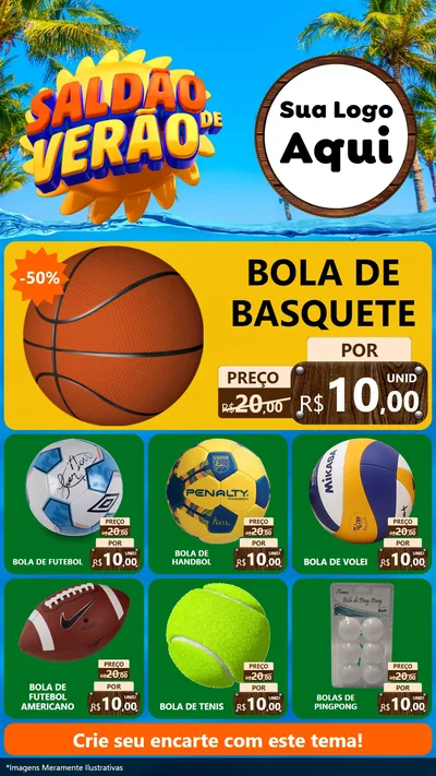 Modelo de Rede Social para Stories com o tema Saldão de Verão para Artigos Esportivos