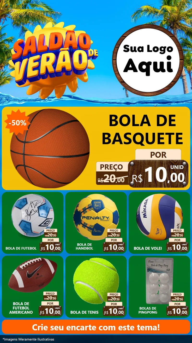 Modelo de Rede Social para Stories com o tema Saldão de Verão para Artigos Esportivos