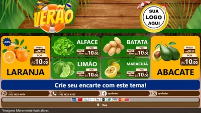 Modelo de TV para TV Horizontal com o tema Verão para Hortifrúti