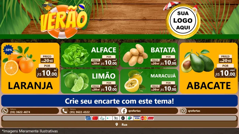 Modelo de TV para TV Horizontal com o tema Verão para Hortifrúti