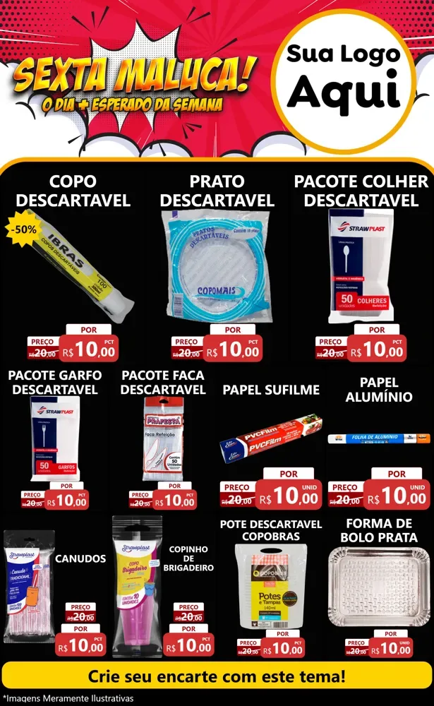 Modelo de Encarte para Encarte Grande com o tema Sexta Maluca! para Embalagens