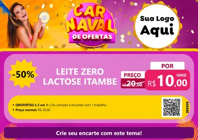 Modelo de Cartaz para Cartaz A4 Horizontal com o tema Carnaval de Ofertas para Frios e Laticínios