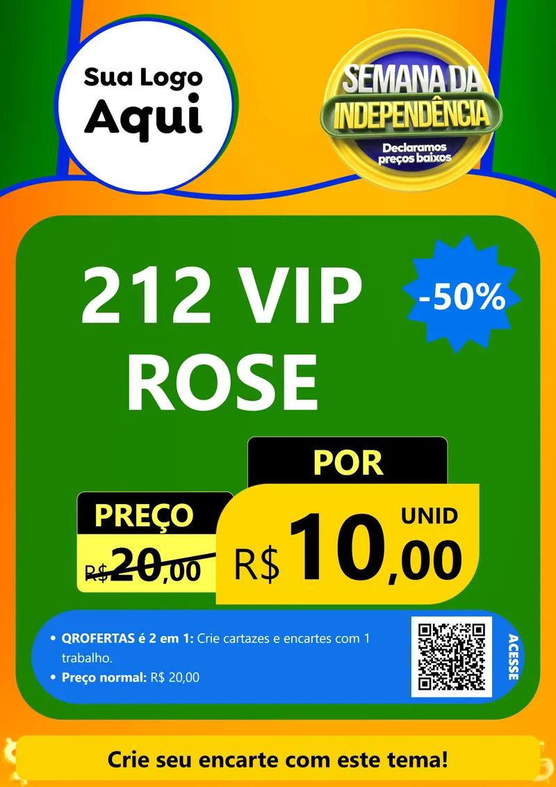 Modelo de Cartaz para Cartaz A4 Vertical com o tema Semana da Independência Declaramos Preços Baixos para Perfumes