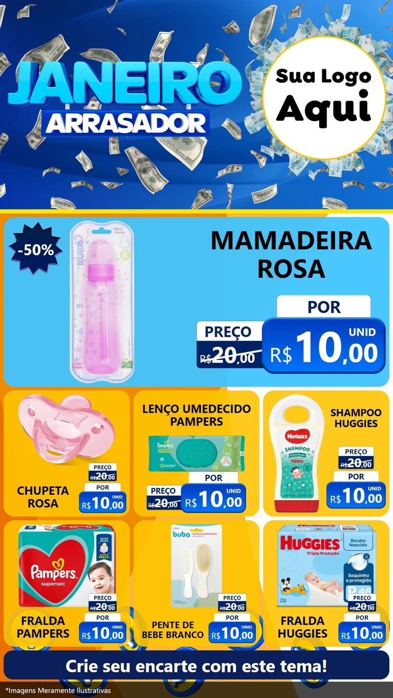 Modelo de Rede Social para Stories com o tema Janeiro Arrasador para Bebês