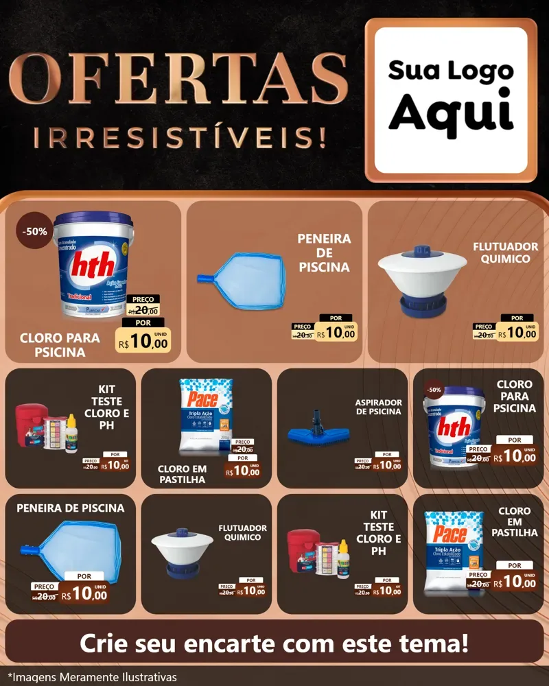 Modelo de Rede Social para Feed Instagram com o tema Ofertas Irresistíveis! para Produtos para Piscina