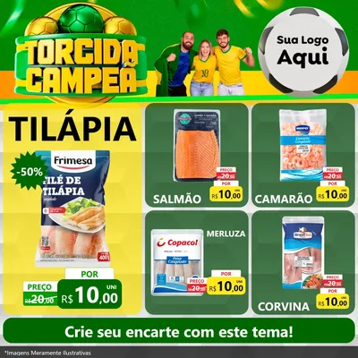 Modelo de Rede Social para Feed Facebook com o tema Torcida Campeã - Copa para Peixaria