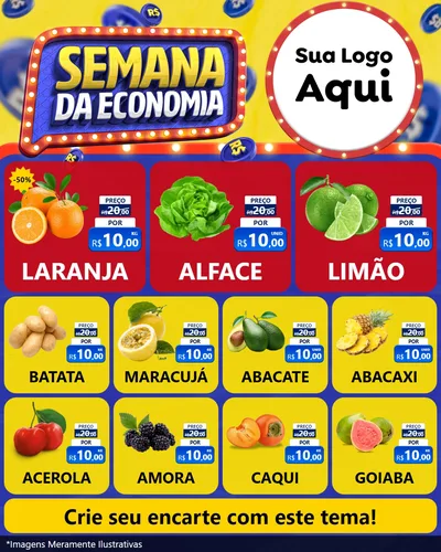 Modelo de Rede Social para Feed Instagram com o tema Semana da Economia para Hortifrúti