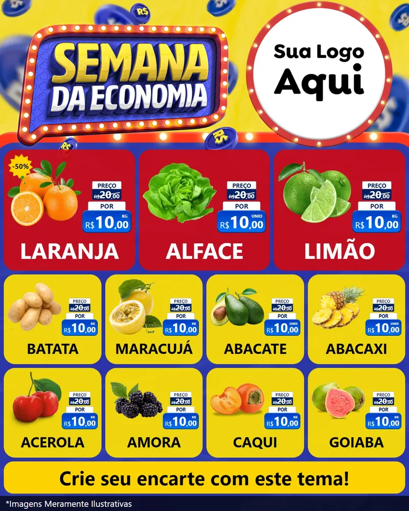 Modelo de Rede Social para Feed Instagram com o tema Semana da Economia para Hortifrúti