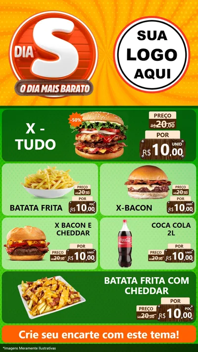 Modelo de TV para TV Vertical com o tema Dia S - O Dia Mais Barato para Hamburgueria