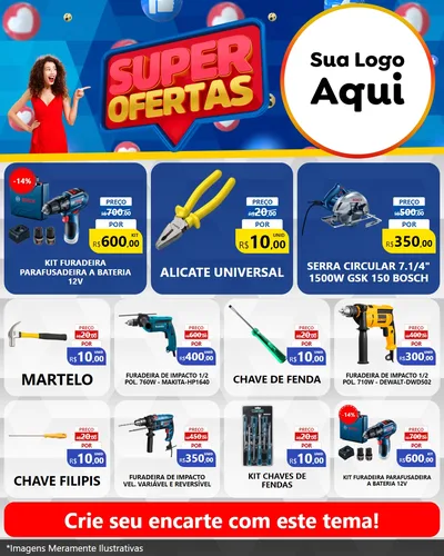 Modelo de Rede Social para Feed Instagram com o tema Super Ofertas para Maquinas e Ferramentas