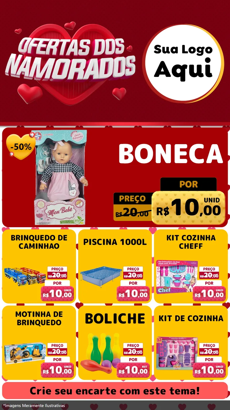 Modelo de Rede Social para Stories com o tema Ofertas Dos Namorados para Brinquedos
