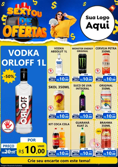Modelo de Encarte para Encarte A4 Vertical com o tema Sextou de Ofertas para Distribuidora de bebidas