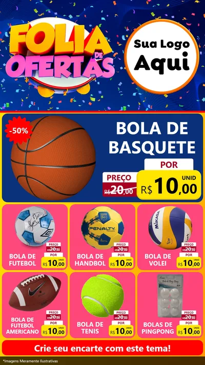 Modelo de Rede Social para Stories com o tema Folia de Ofertas para Artigos Esportivos